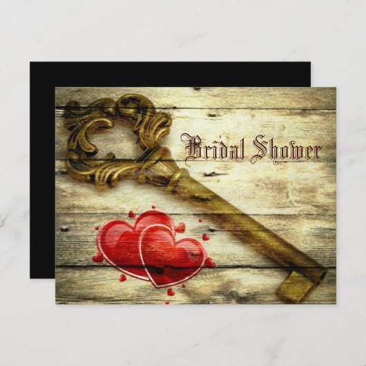 Invitation squelette rustique clé victorien steampunk mariage (Devant / Derrière)