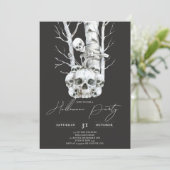 Invitation Squelette souriant minimaliste d'Halloween hanté (Debout devant)