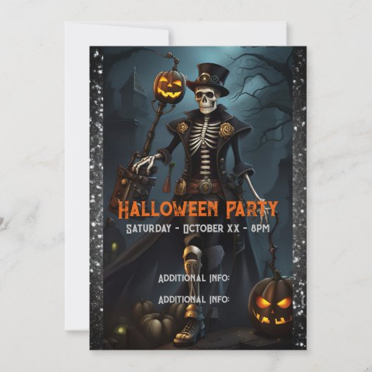 Invitation Squelette Steampunk (Devant)