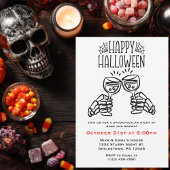 Invitation Squelette Toasts Vin Simple Amusant Halloween