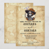 Invitation Squelette vintage désorganisé Fête d'Halloween (Devant / Derrière)
