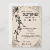 Invitation Squelette vintage Halloween Costumes & Cocktail (Devant)
