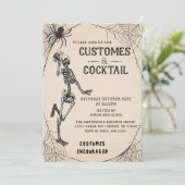 Invitation Squelette vintage Halloween Costumes & Cocktail (Debout devant)
