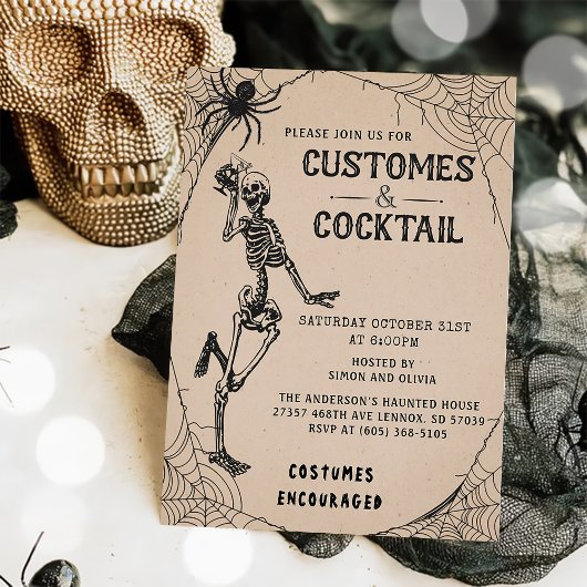Invitation Squelette vintage Halloween Costumes & Cocktail