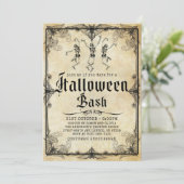 Invitation Squelette vintage Halloween pour adultes (Debout devant)