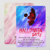 Invitation Squelette violet peint Halloween Aquarelle Art (Devant / Derrière)