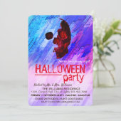Invitation Squelette violet peint Halloween Aquarelle Art (Debout devant)