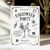 Invitation Squelette Whimsical en verre Martini, Halloween