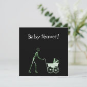 INVITATION SQUELETTE X-RAY FEMME ET BÉBÉ - VERT (Debout devant)