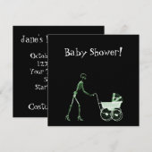 INVITATION SQUELETTE X-RAY FEMME ET BÉBÉ - VERT (Devant / Derrière)