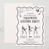 Invitation squelettes de danse, Costume d'Halloween lunaire (Devant / Derrière)