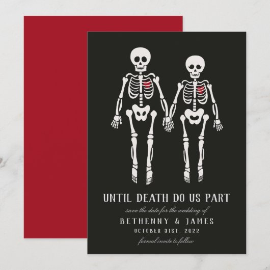 Invitation Squelettes gothiques (Devant / Derrière)
