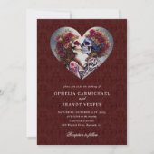 Invitation Squelettes gothiques Mariage floral (Devant)