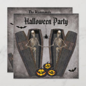 Invitation Squelettes heureux en partie de Halloween de (Devant / Derrière)