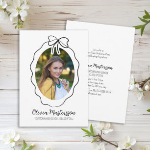 Invitation Squiggle Bow Photo Open House Graduation Party