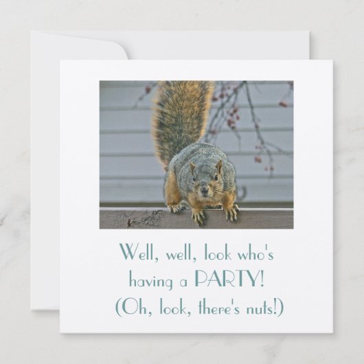 INVITATION SQUIRREL CURIEUX SUR LA BARRIÈRE REGARDANT DANS LA (Devant)