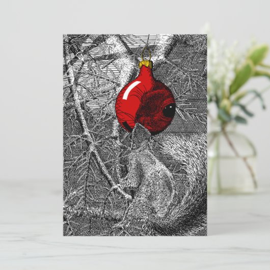 Invitation Squirrel in Christmas Tree (Debout devant)