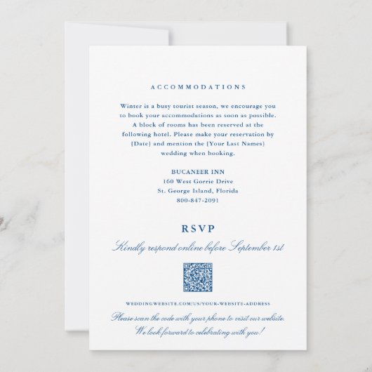 Invitation St. George Island All-in-One Blue QR Code Mariage (Dos)