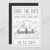 Invitation St. Louis Ville Enregistrer la date | avec Firewor (Devant / Derrière)