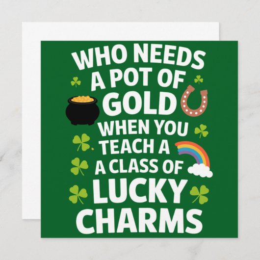 Invitation St patrick acher Lucky Charm Clover Irlandais (Devant / Derrière)