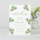 Invitation St. Patrick Chanceux 1er Anniversaire Trèfles (Debout devant)