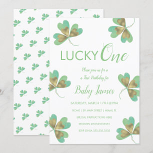 Invitation St. Patrick Chanceux 1er Anniversaire Trèfles