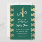 Invitation St. Patrick chanceux premier anniversaire Shamrock (Devant)