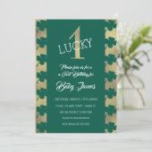 Invitation St. Patrick chanceux premier anniversaire Shamrock (Debout devant)