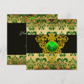 Invitation ST.PATRICK CŒUR CELTIQUE Vert Damassé Parchemin (Devant / Derrière)