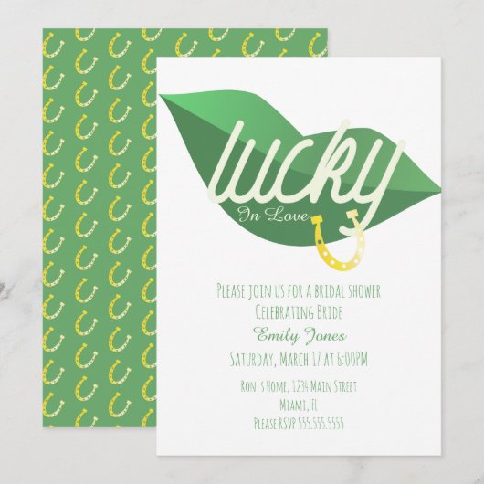Invitation St Patrick Day Lucky Fête des mariées Lip Green (Devant / Derrière)