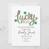 Invitation St Patrick Day Lucky In Love Gold Fête des mariées (Devant)