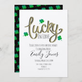 Invitation St Patrick Day Lucky In Love Gold Fête des mariées (Devant / Derrière)
