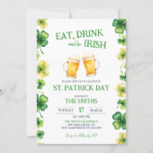 Invitation St Patrick Eat, Drink, and be Irish Party (Devant)