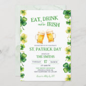 Invitation St Patrick Eat, Drink, and be Irish Party (Devant / Derrière)