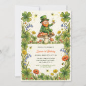 Invitation St Patrick Leprechaun 1st Birthday Green Shamrock (Devant)
