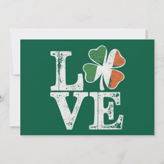 Invitation St Patrick Love Chance Irlande Trèfle Vert (Devant)