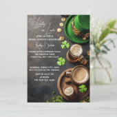 Invitation St Patrick marron et vert leprechaun et or (Debout devant)