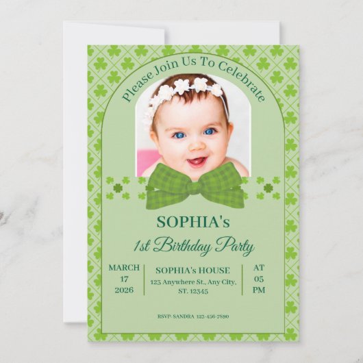 Invitation St. Patrick’s Day 1st Birthday (Devant)