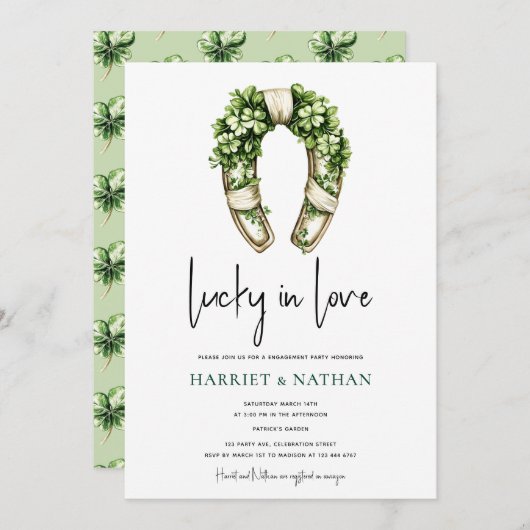 Invitation St Patrick’s Engagement Party Horseshoe (Devant / Derrière)