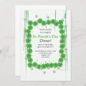 Invitation St. Patrick's Day 4-Leaf Clover and Stars (Devant / Derrière)