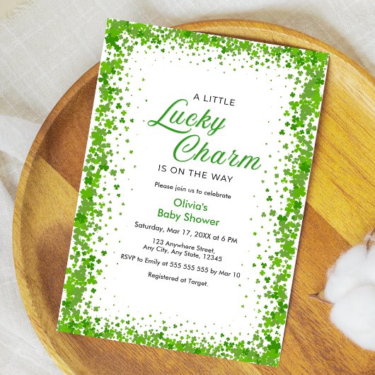Invitation St Patrick's Day A Little Lucky Charm Baby Shower 
