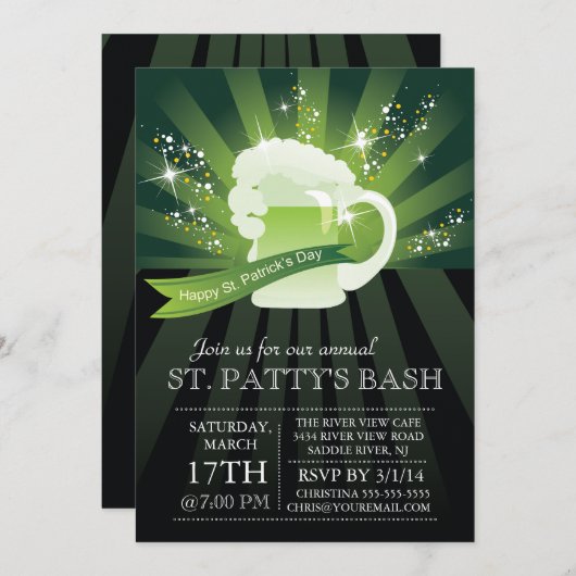 Invitation St. Patrick's Day Annual Bash Party (Devant / Derrière)