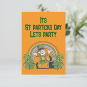 Invitation St. Patrick's Day avec Rainbow & Leprechaun (Debout devant)