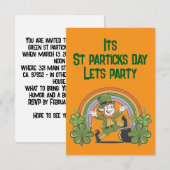 Invitation St. Patrick's Day avec Rainbow & Leprechaun (Devant / Derrière)