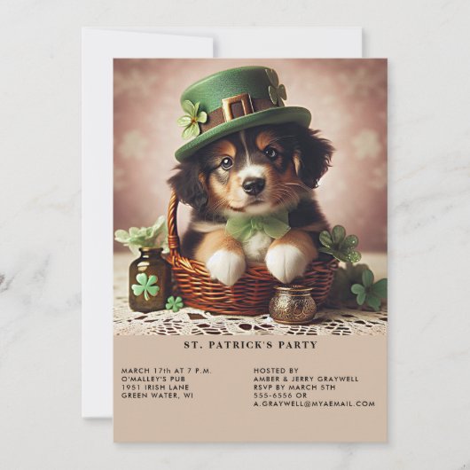 Invitation St Patrick's Day Chiot de berger australien (Devant)