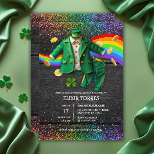 Invitation St. Patrick's Day Gold Rainbow Clover Baby shower