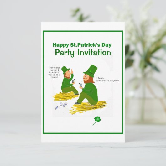 Invitation St.Patrick's Day, Green Leprechauns RSVP (Debout devant)