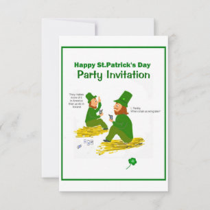 Invitation St.Patrick's Day, Green Leprechauns RSVP