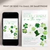 Invitation St. Patricks Day Green Shamrock Baby Shower