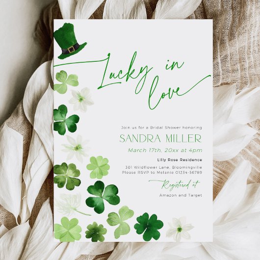 Invitation St. Patricks Day Green Shamrock Bridal Shower